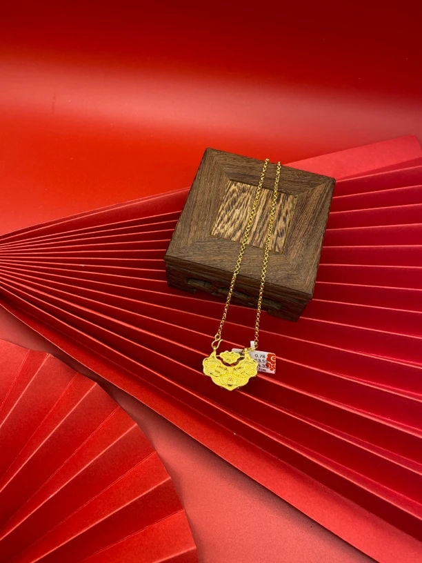 坠链均足银 足银项链  包金锦鲤锁项链