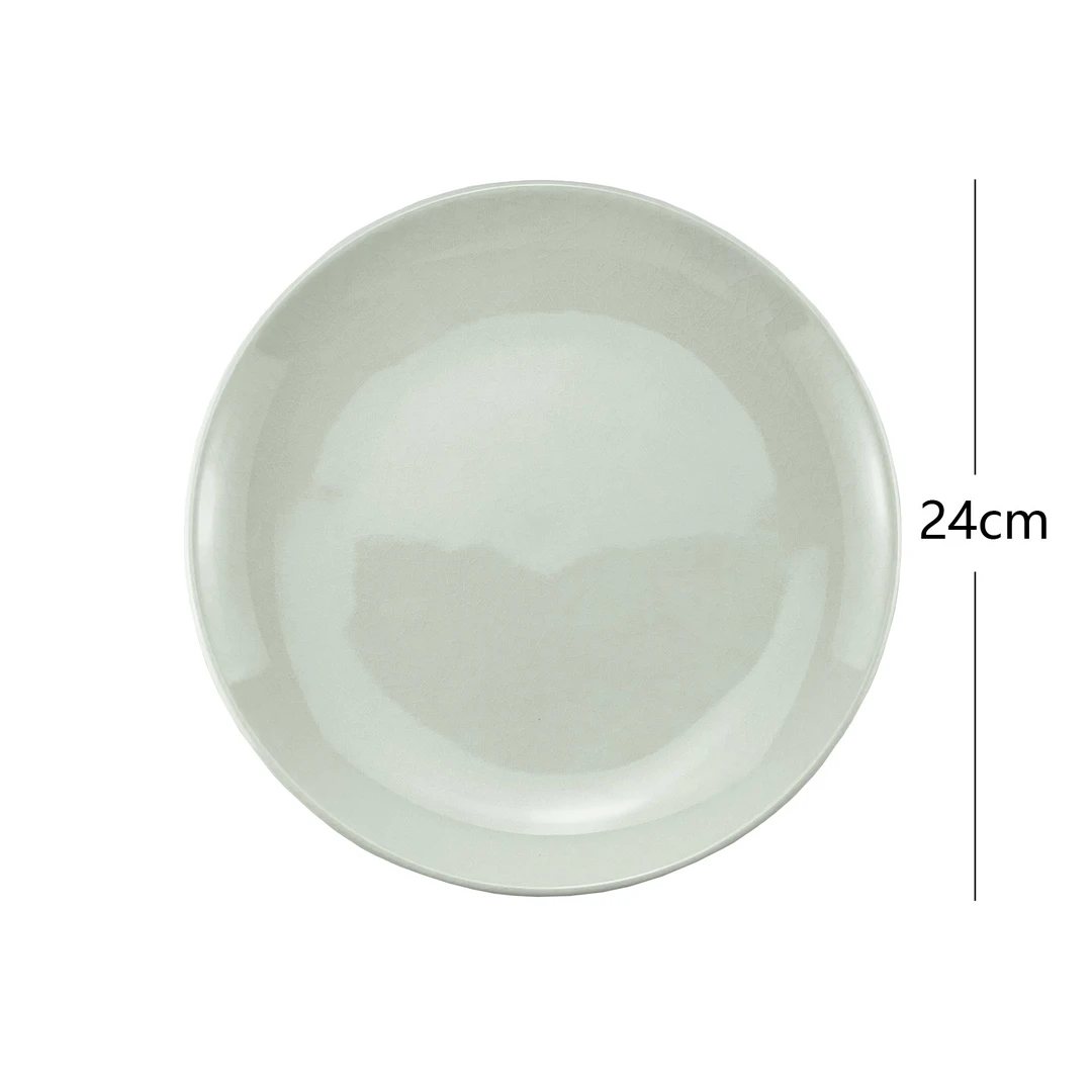 RAKNANOPLATERIMLESS马卡龙色冰裂纹高颜值家用餐盘陶瓷盘子24cm