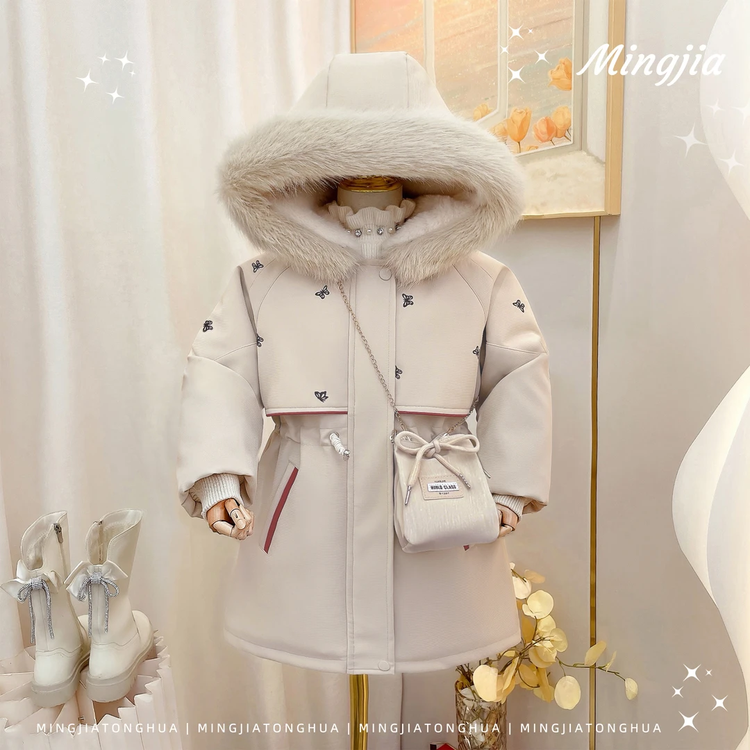 女童派克服2024冬季加绒加厚收腰显瘦连帽皮派克外套4530007249