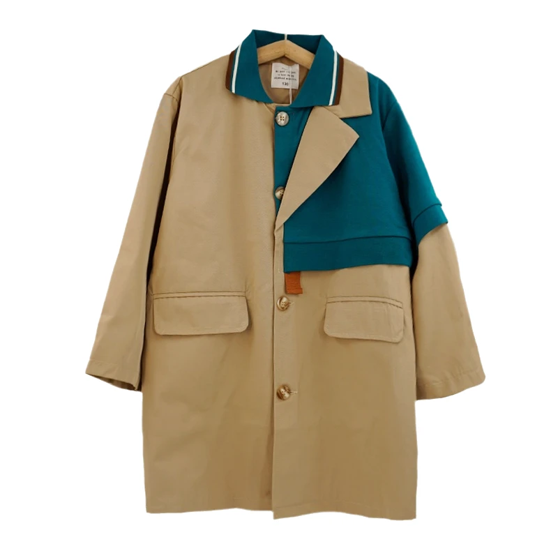 68639新中式休闲刺绣拼接廓形风衣夹克外套春秋款英伦风