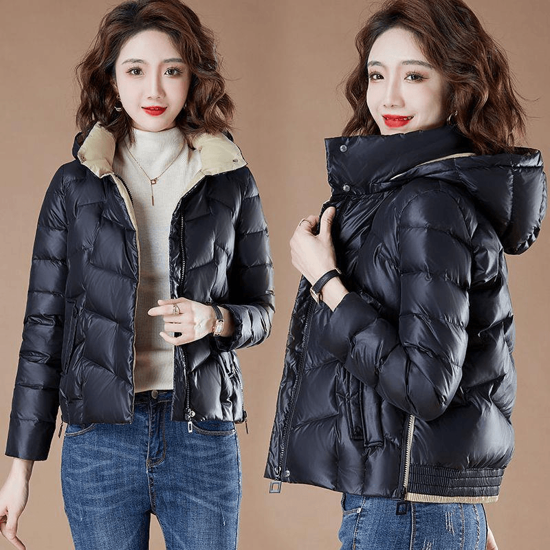 啄木鸟亮面时尚棉服女装冬2022新款棉衣妈妈小棉袄短款小个子外套