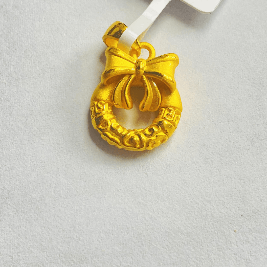 足金999  小蝴蝶结平安扣 1.75