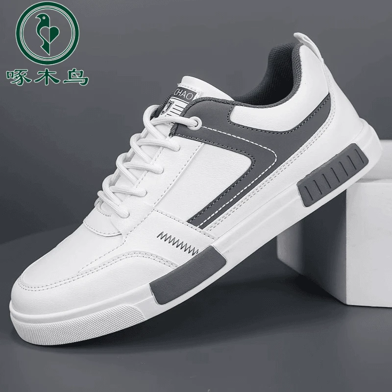 啄木鸟男鞋夏季新款透气鞋子男学生韩版潮流百搭小白鞋厚底运动休