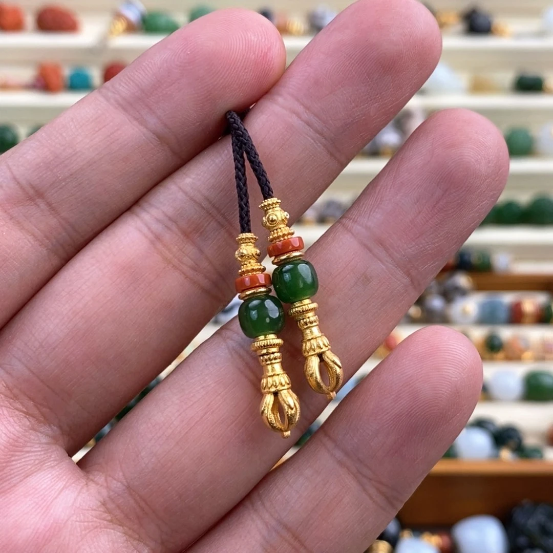 和田玉（碧玉）颈饰18K金镶嵌