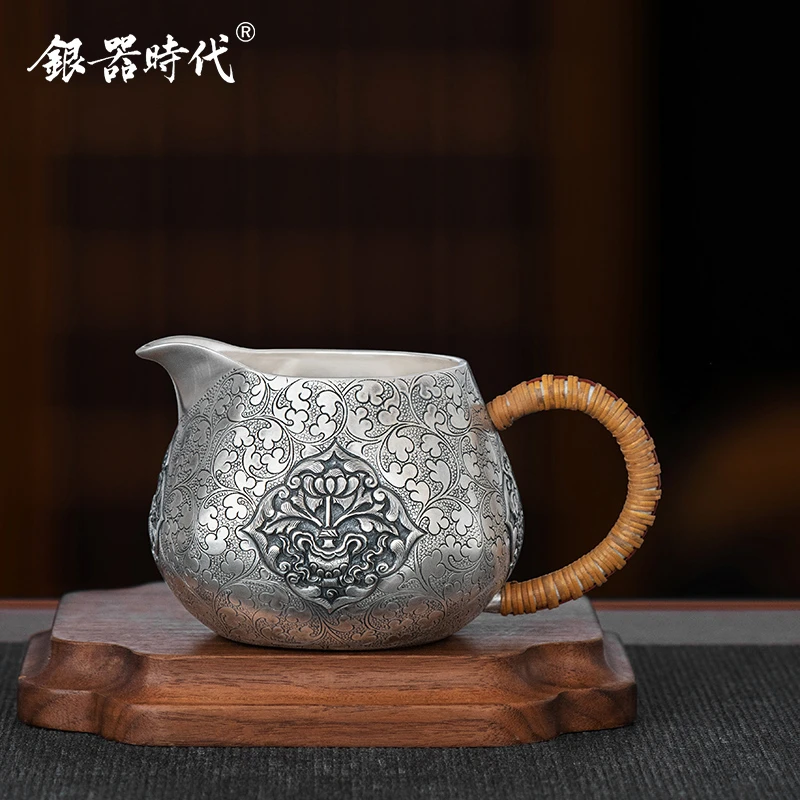 银器时代 足银999公道杯吉祥八宝分茶器茶道功夫茶具匀茶器公平杯