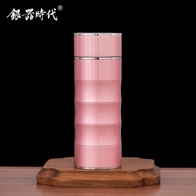 银器时代 足银999保温杯女士节节高升车载杯女学生大容量便携水杯