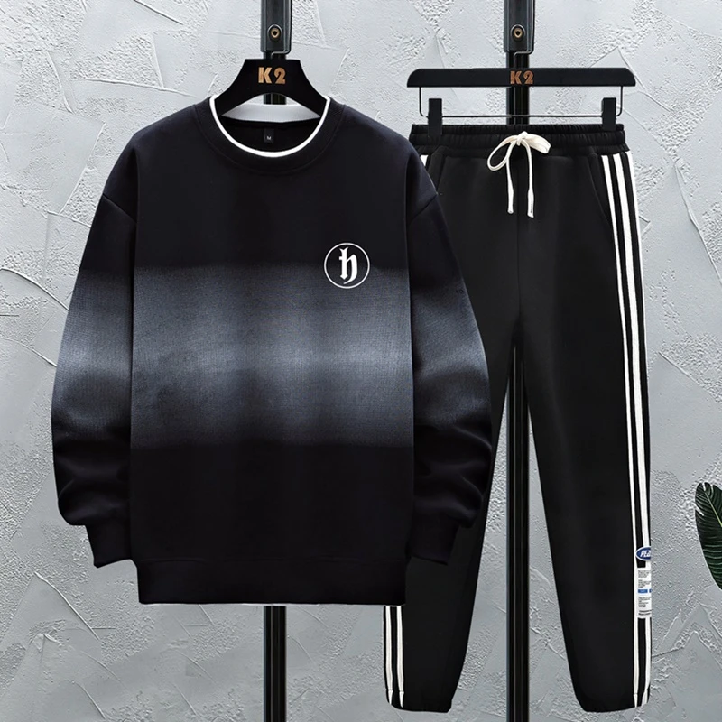 男士运动时尚休闲套装潮流青少年百搭长袖卫衣圆领宽松春秋季