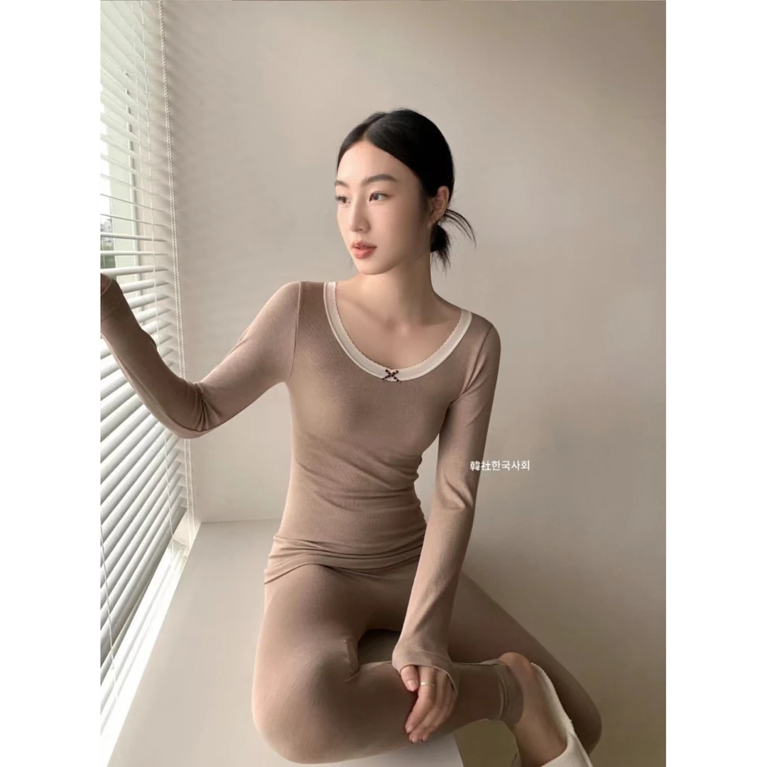 韓绵羊毛轻感发热套装