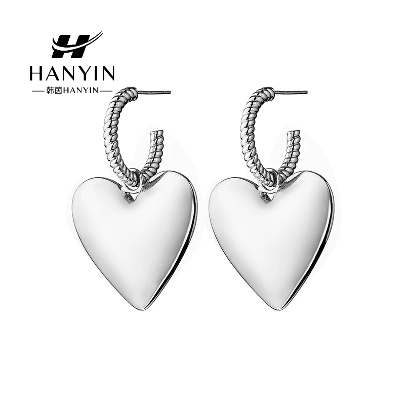HANYIN/韩茵 铜合金耳饰 立体大爱心耳钉时尚简约个性高级耳饰AAA