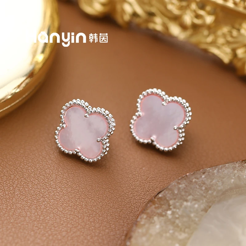 铜合金贝壳耳饰 粉贝时尚气质百搭耳钉AAA