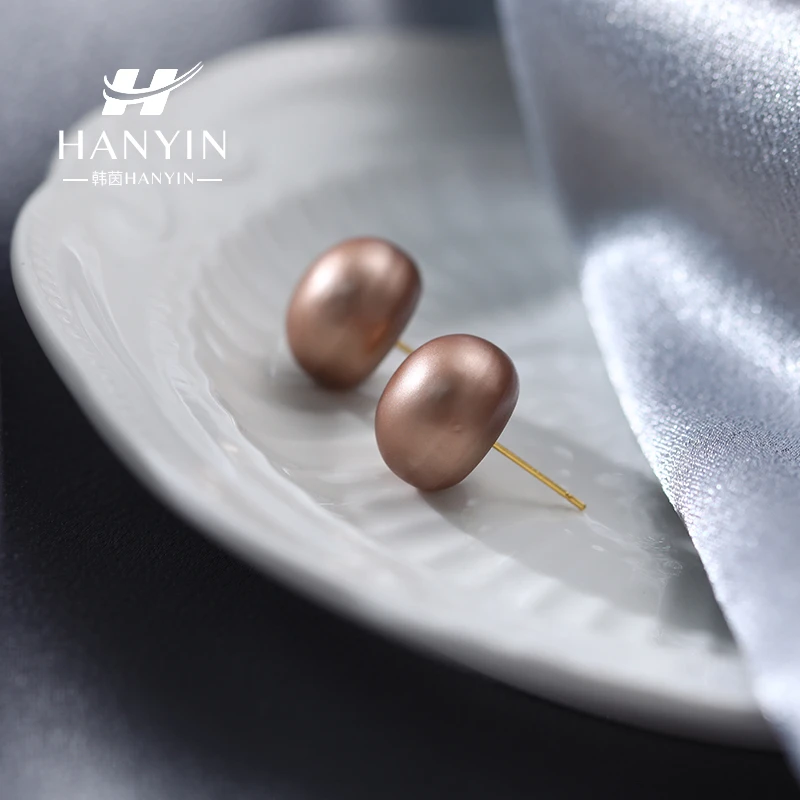 铜合金仿珍珠耳饰 气质百搭简约彩色时尚法式珠珠耳钉925银针女