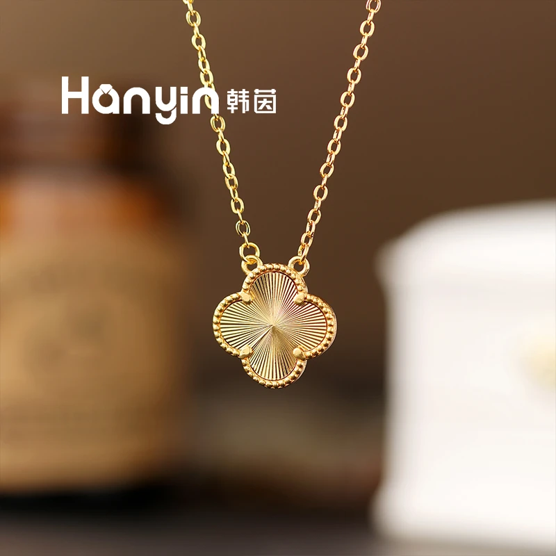 钛钢项链 镭射四叶草中间不带点项链AAA