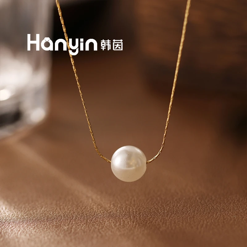 钛钢项链 时尚百搭气质光面10mm纯白圆珠项链个性小众轻奢锁骨链