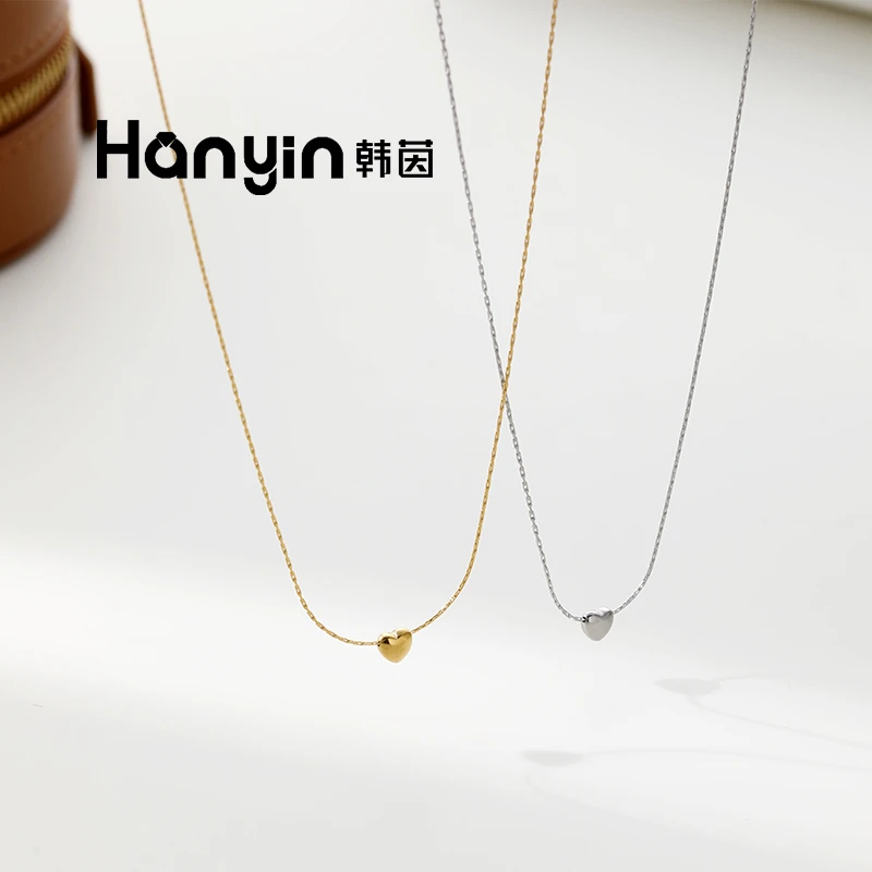 HANYIN/韩茵 钛钢项链 小小小迷你小爱心吊坠气质日常通勤风轻奢