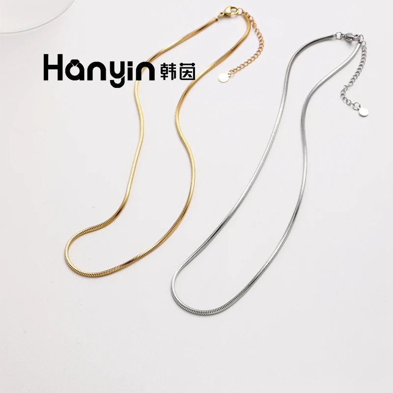 HANYIN/韩茵 钛钢项链 极简百搭加粗蛇骨链素款百搭项链女款时尚