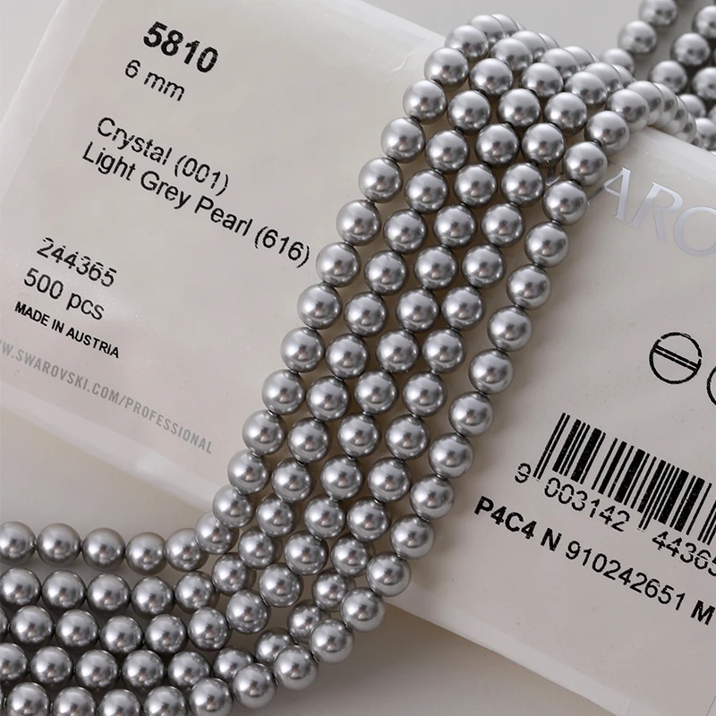 坠链均925银仿珍珠 正品奥地利施家616号6mm真多麻灰色时尚项链