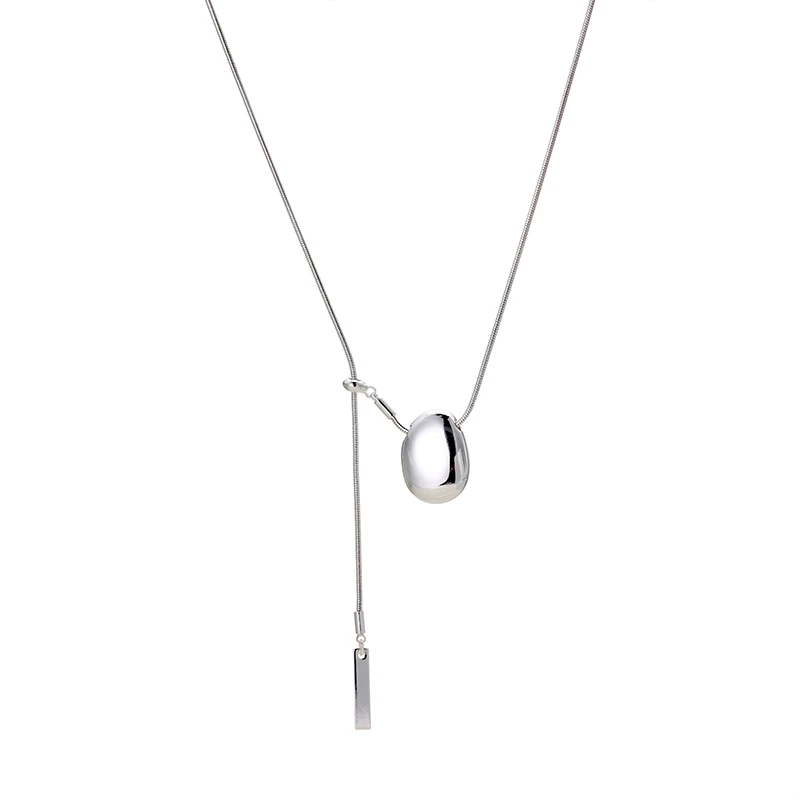 铜合金项链 异形豆豆项链女高级感轻奢小众百搭轻奢长款抽拉调节