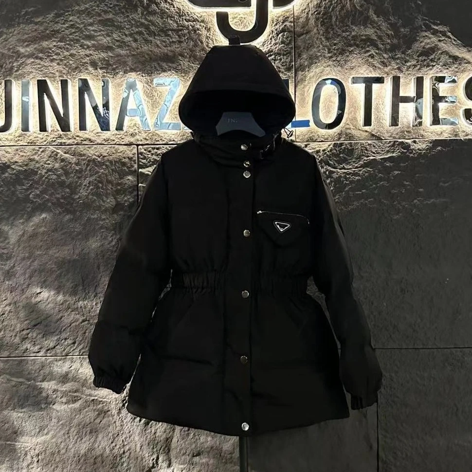 【原创大码设计师款】冬款倒三角胸包蚂蚁腰黑色棉服外套4130#