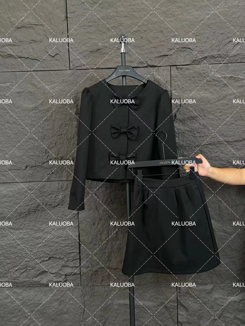 【原创大码设计师款】2024新款气质黑色显瘦上衣+半裙5816