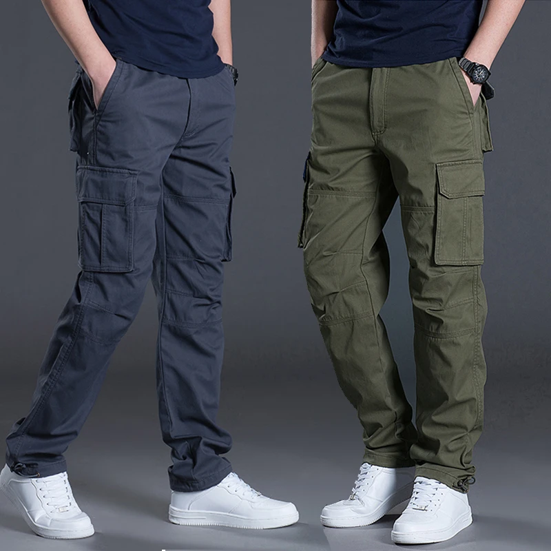 户外春夏工装裤男多口袋直筒休闲裤宽松耐磨长裤男士休闲运动男裤