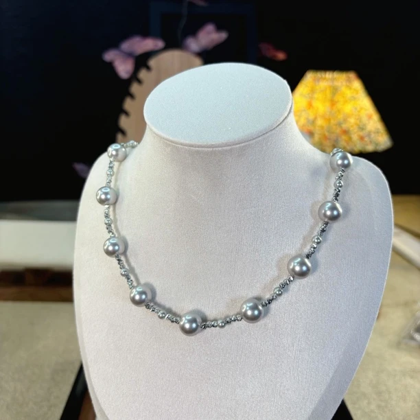 铜合金仿珍珠项链 鲸与海-满天星仿珍珠奢华珠超闪毛衣项链高品