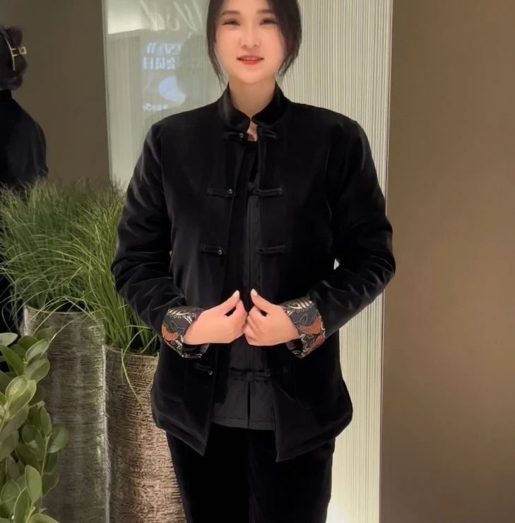 【黑水路专属】24820男士新款时尚休闲唐装加棉外套