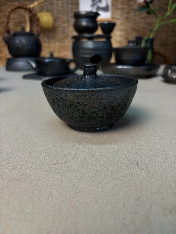 荥经非遗 馒头窑炭烧木材还原 全手工收藏盖碗