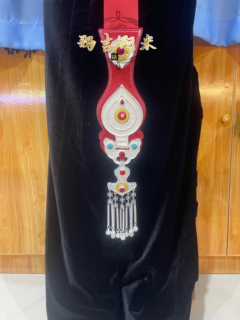 女士合金属仿古藏式腰间藏族服装藏袍舞蹈配饰腰链奶勾腰饰挂件