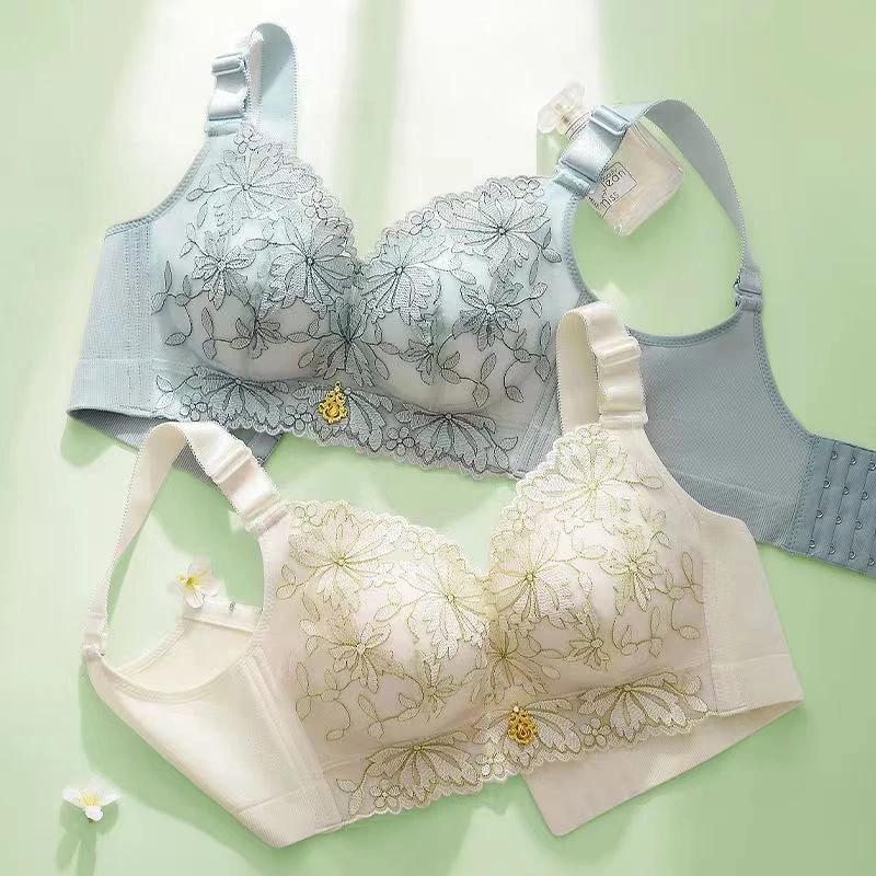【宫廷刺绣】聚拢无痕无钢圈 舒适透气调整型美背蕾丝 大码