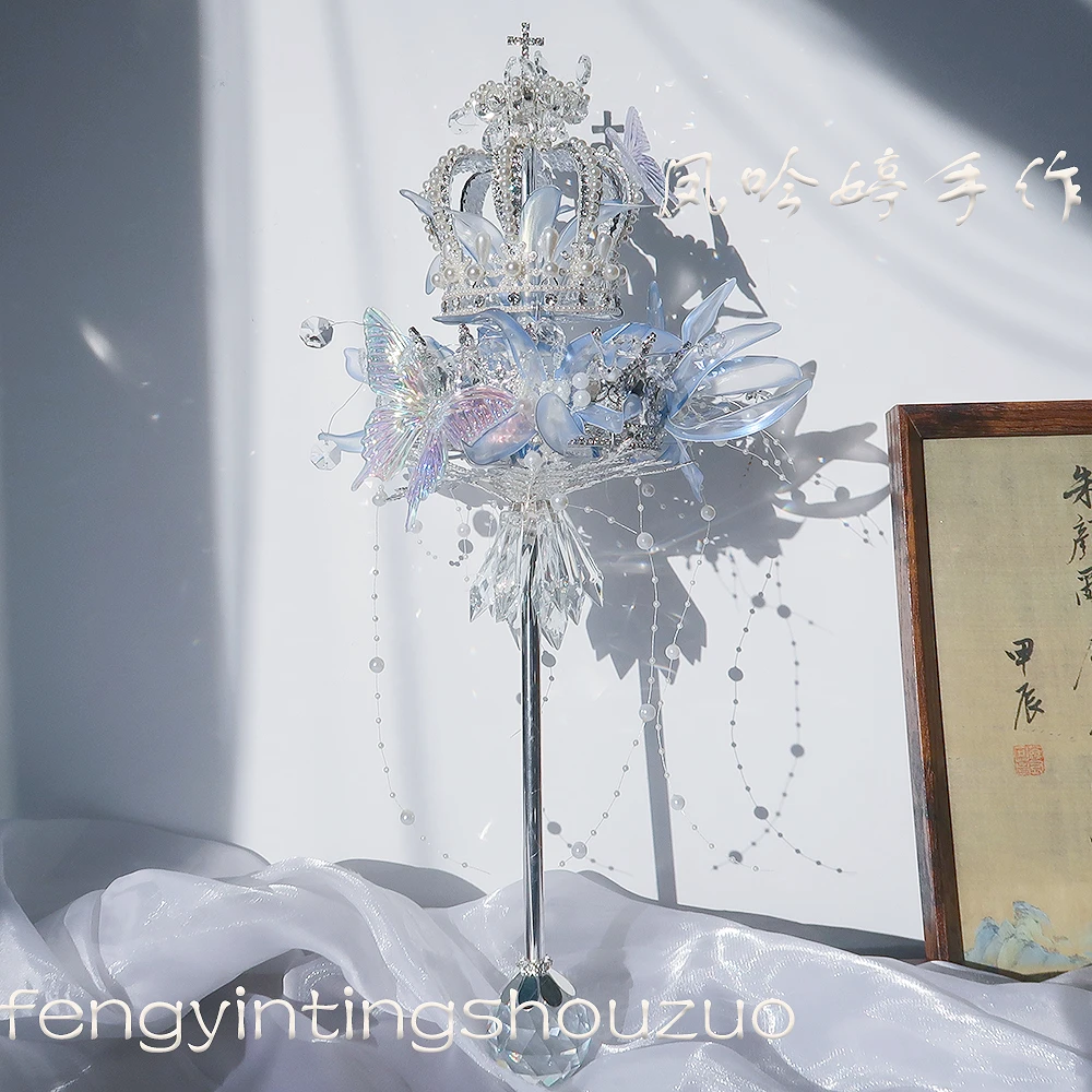 权杖手捧花婚礼新娘diy材料水晶公主高级重工婚纱成品礼物新婚