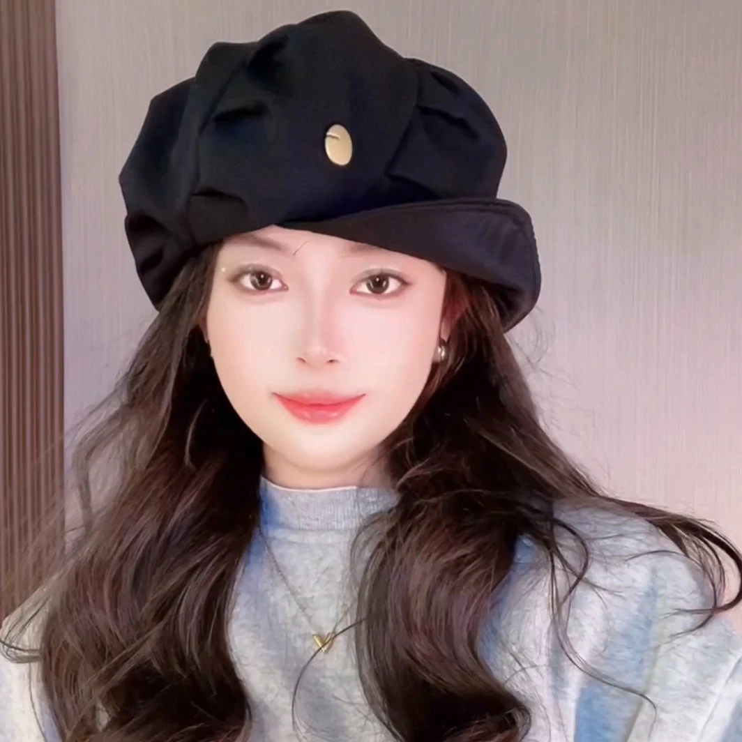 云朵帽百搭休闲显脸小报童帽云朵帽画家帽贝雷帽大头必入女气质