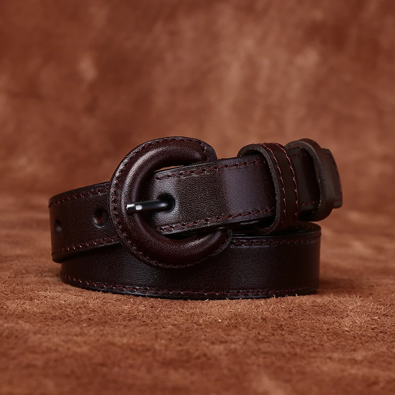 2.2CM宽防过敏皮带女款真皮针扣头层牛皮时尚简约百搭装饰裤腰带