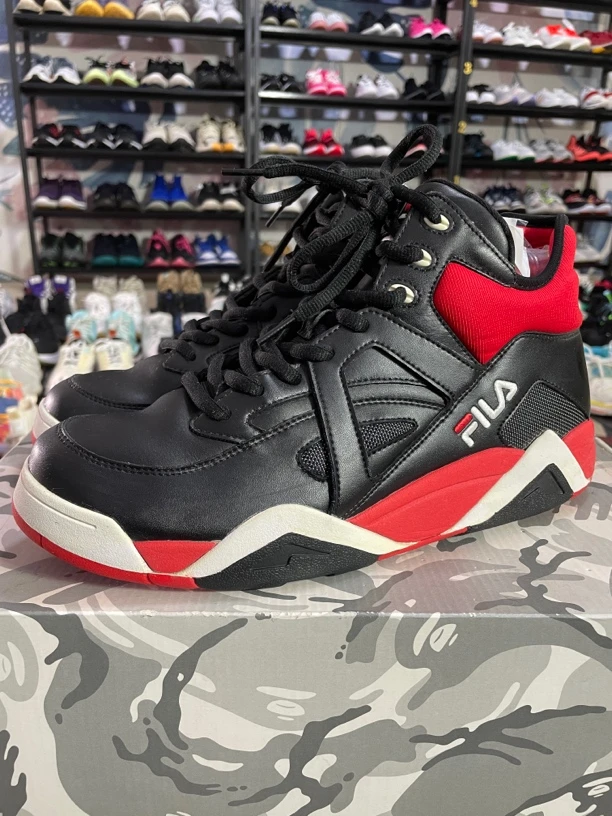 44.5码275/FILA Cage 复古 篮球鞋 黑红/公价899