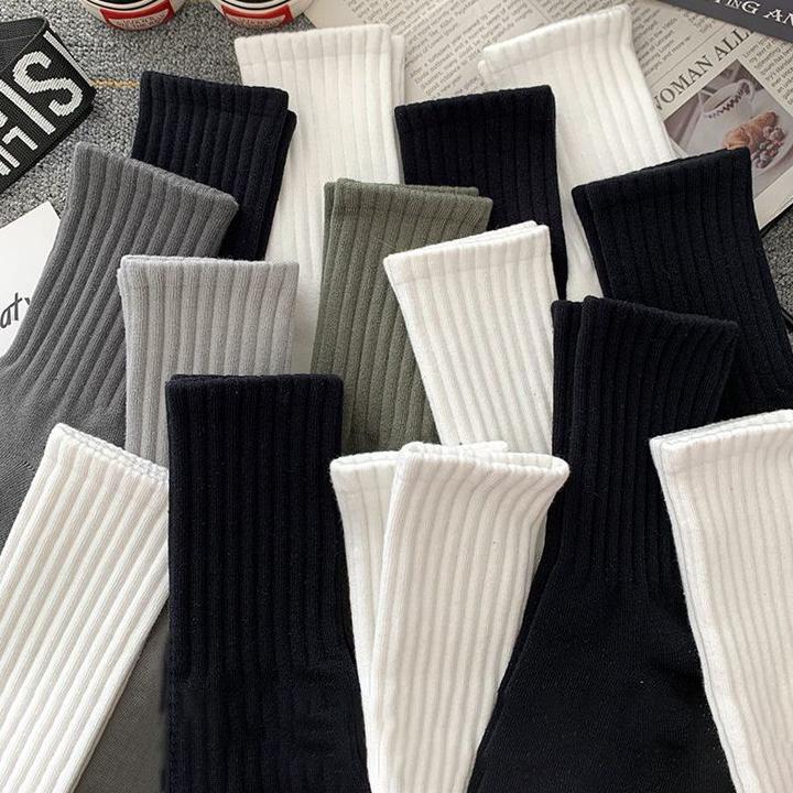 诸暨袜子男款秋冬男士中筒袜春夏百搭长袜防臭吸汗透气运动潮袜