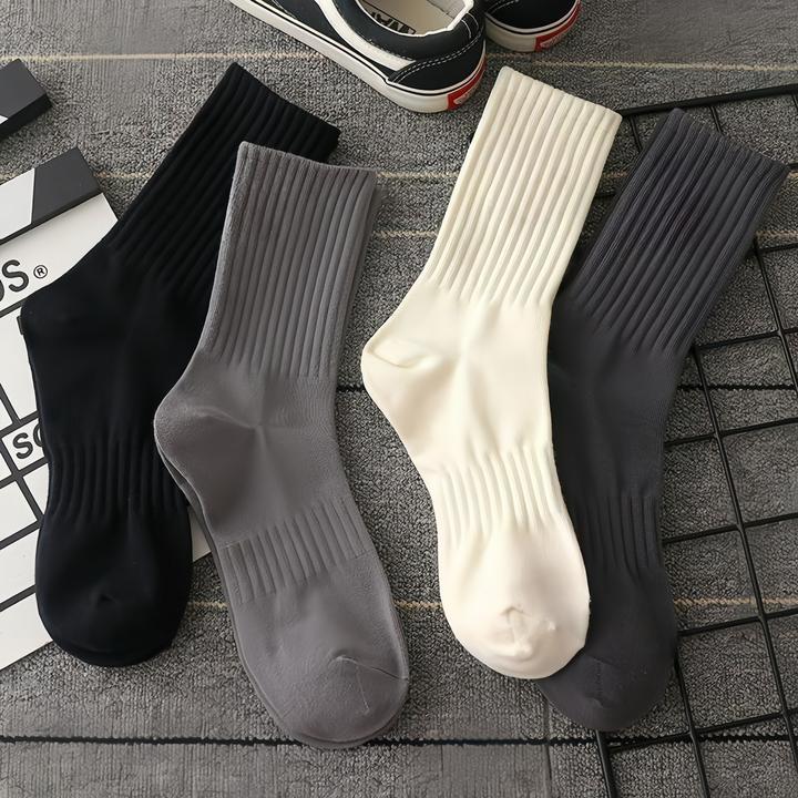 【五双特价6.8元】袜子男士薄款防臭吸汗黑白春秋中筒袜春夏运动袜