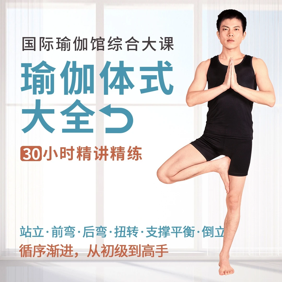 瑜伽体式大全30小时大课冠军教练零基础初到中高完整健身呼吸冥想