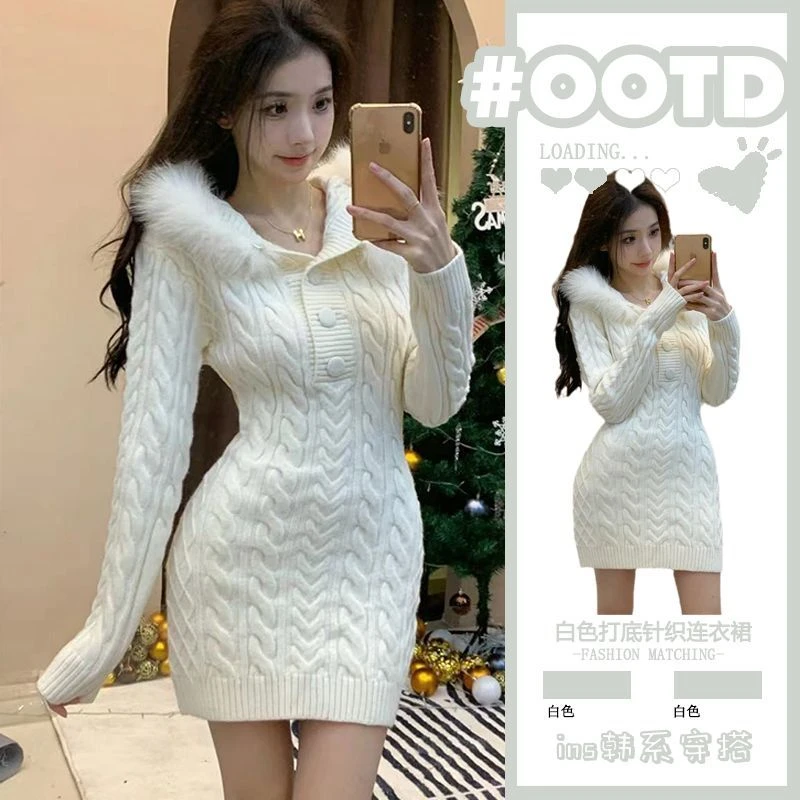 秋季温柔盐系穿搭女2024新款韩版时尚性感辣妹连衣裙