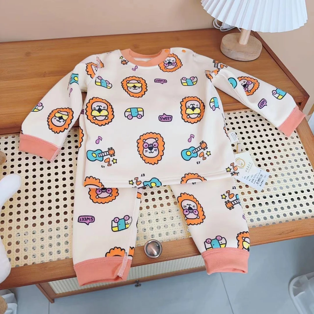 儿童秋冬欧棉绒加绒保暖套装（实物以直播间讲解为准）