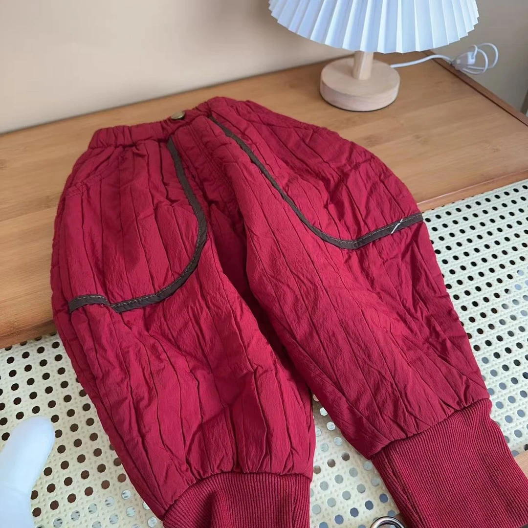 奶味酱 儿童年款加绒加厚韩系防风工艺休闲裤（实物以直播间讲解为