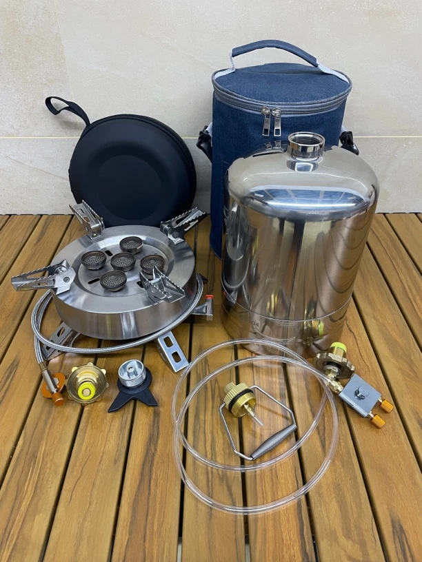 T户外折叠五星炉+304不锈钢瓶（空瓶发货）