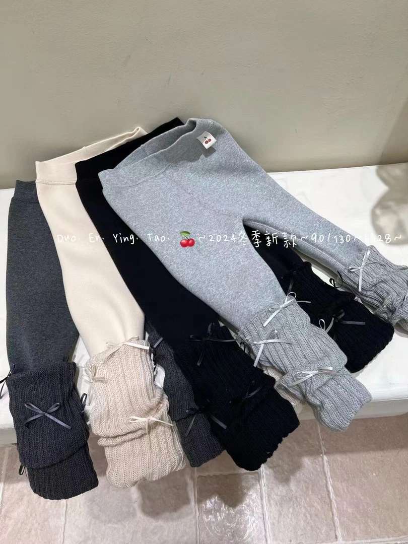 2024新款朵儿樱桃-码段偏小-往大拍-芭蕾舞风一体绒打底裤6628