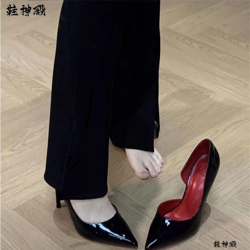 黑色高跟鞋女2025新款PU漆皮红底细跟性感夜场气质不累脚42码单鞋