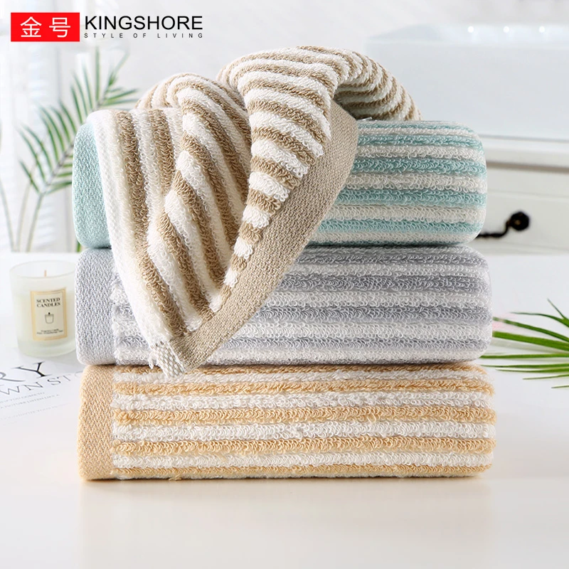 金号3条纯棉条纹毛巾棉柔速干吸水成人情侣家用学生洗澡擦脸裹巾·