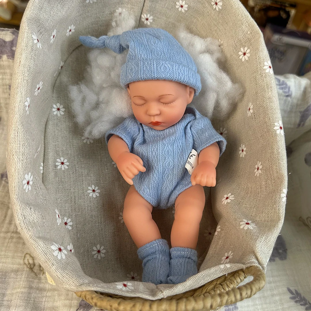 迷你仿真娃娃玩偶蓝色睡衣娃娃