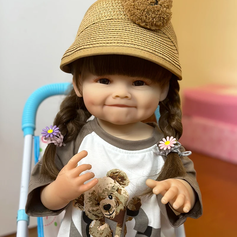 【多送件衣服】小甜妹 仿真娃娃棕色发55厘米可水洗洗澡娃娃