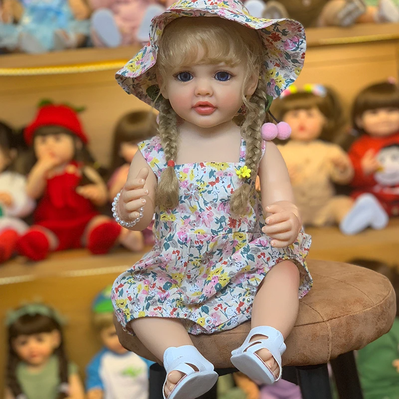 【多送1件衣服】小甜心】高彩植入头发全胶可水洗洗澡 55cm
