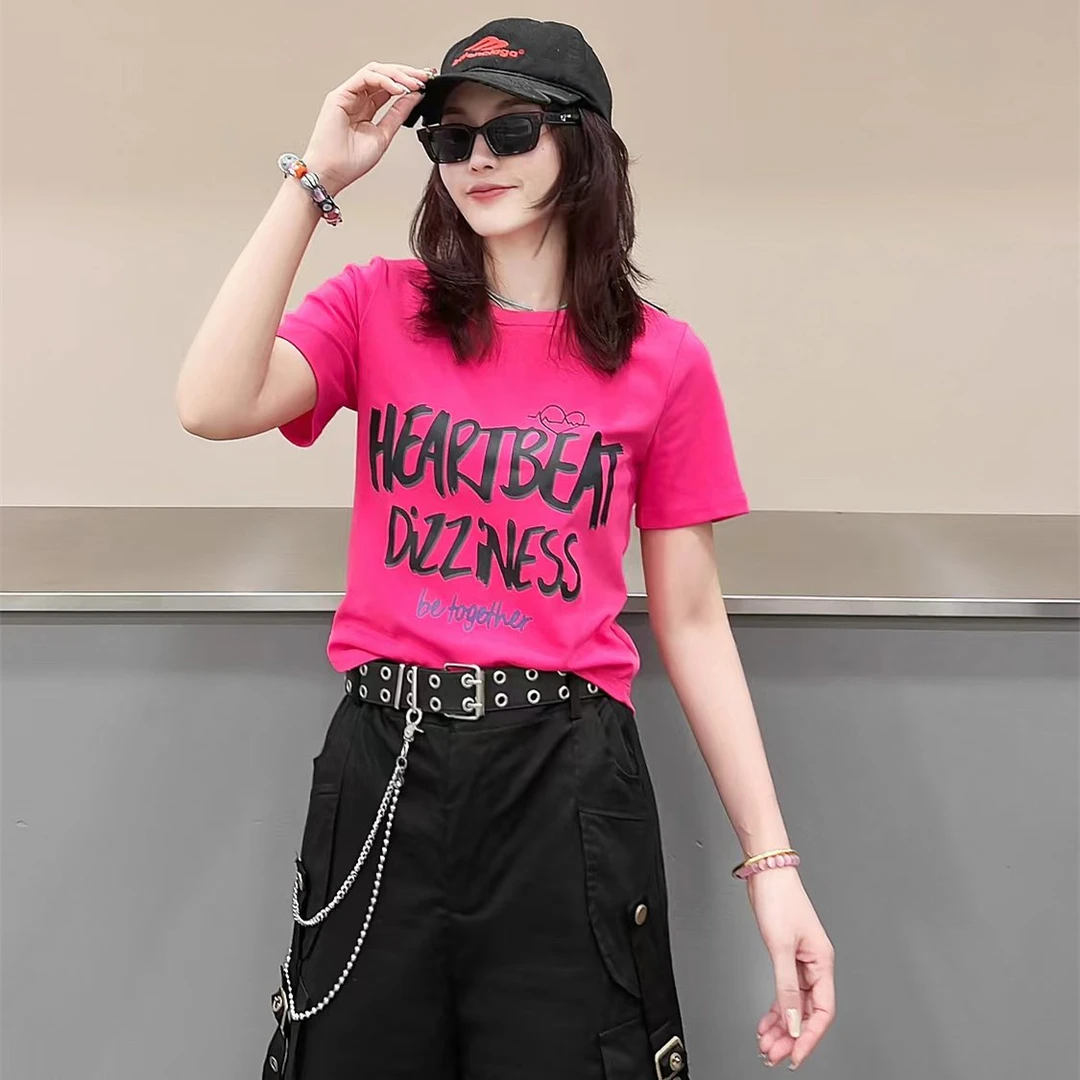 显瘦洋气百搭减龄时尚女小衫T恤H180夏季圆领休闲