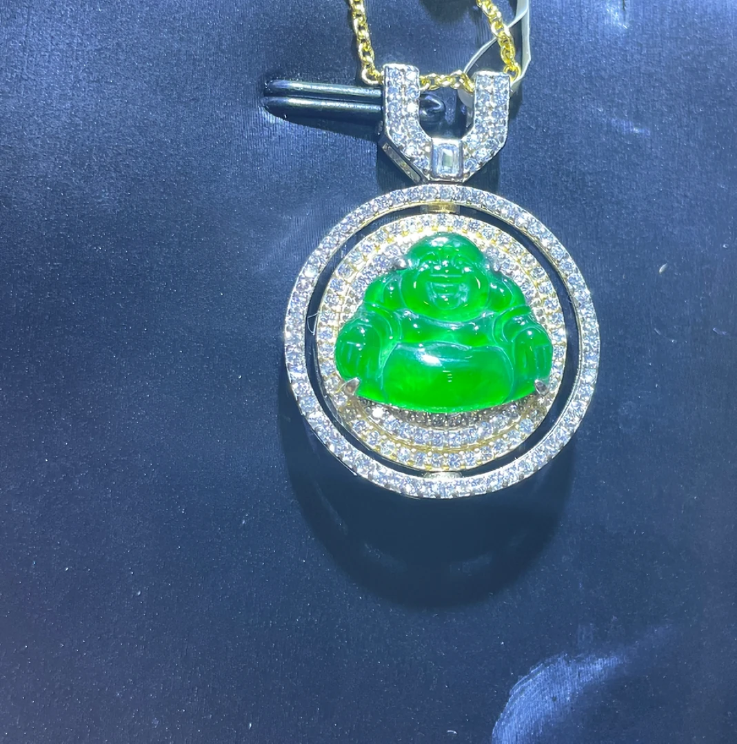 天然翡翠A货满冰阳绿 佛公吊坠 多样性发货 赠链