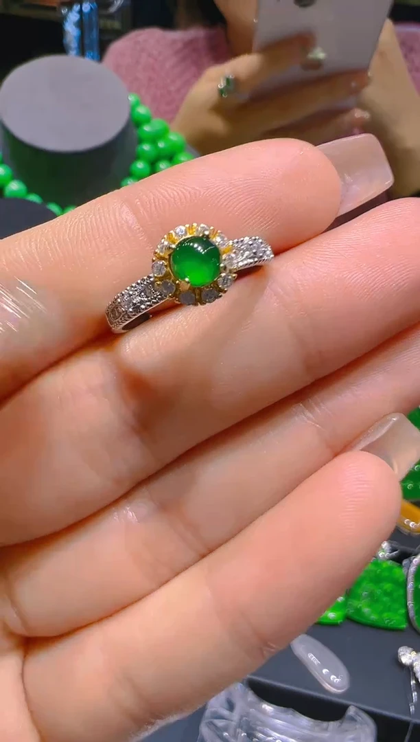 【闪购商品】翡翠戒指银S925镶嵌8 多样性发货