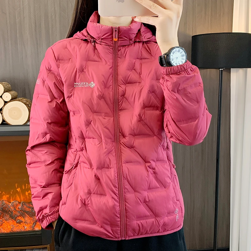 户外秋冬羽绒服女白鸭绒保暖运动休闲外套百搭宽松连帽棉衣羽绒衣